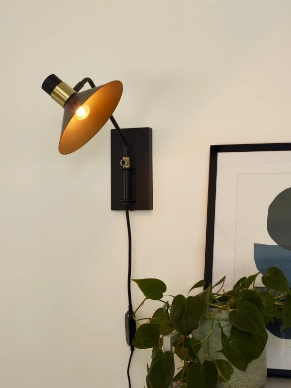 Lucide PEPIJN - Lámpara de pared - 1xE14 - Negro - ambiente 1